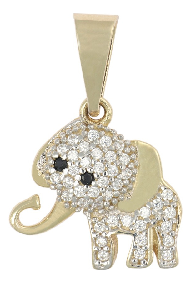 Foto 1 | Dije con Figura De Elefante Incrustación De Zirconia  En Oro De 10k