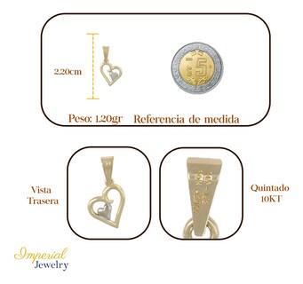 Foto 2 | Dije En Figura De Corazones, En Oro 10k 1.40 Grm
