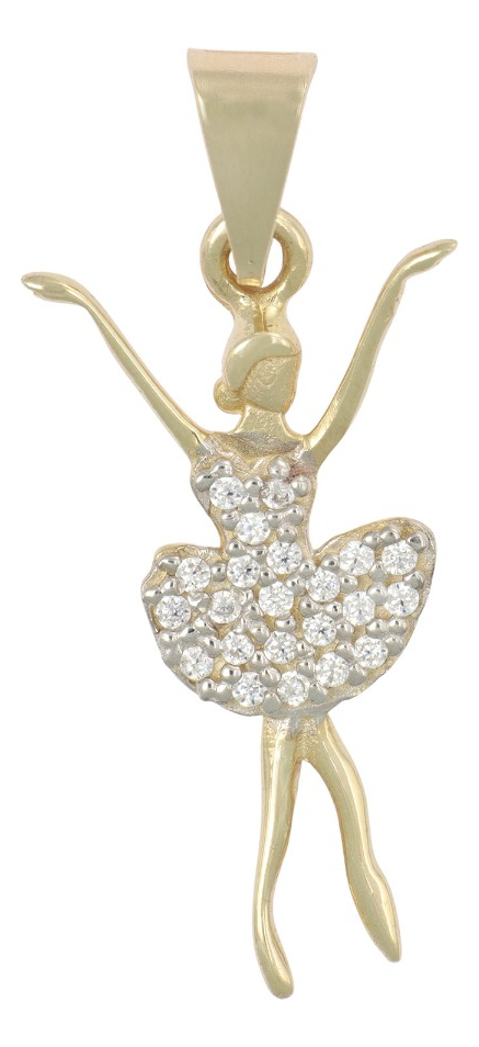 Foto 2 pulgar | Dije En Figura De Bailarina Con Zirconias, En  Oro De 10k 1.1 Grm