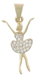 Foto 1 | Dije En Figura De Bailarina Con Zirconias, En Oro De 10k 1.1 Grm