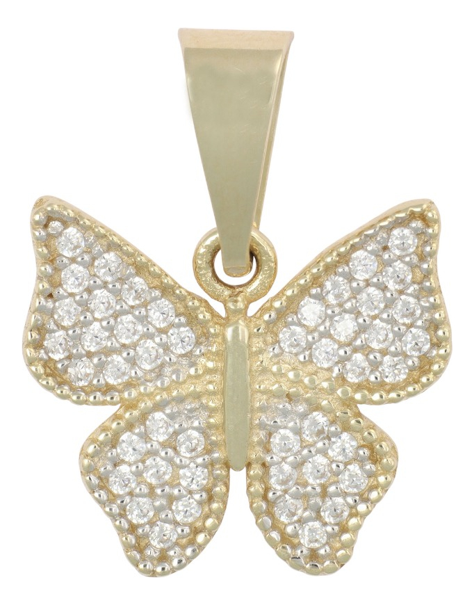 Foto 2 pulgar | Dije En Figura De Mariposa Con Incrustacion De Zirconia  En  Oro De 10k 1.7 Grm