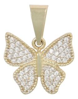 Foto 1 | Dije En Figura De Mariposa Con Incrustacion De Zirconia En Oro De 10k 1.7 Grm