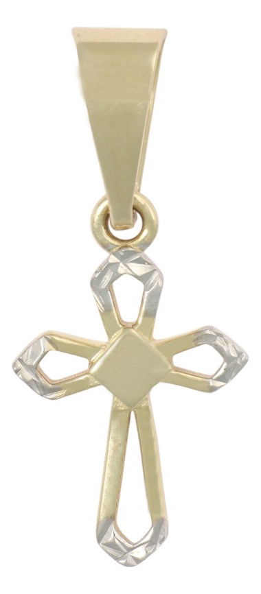 Foto 2 pulgar | Dije Figura De Cruz Semi Diamantada En Oro 10k