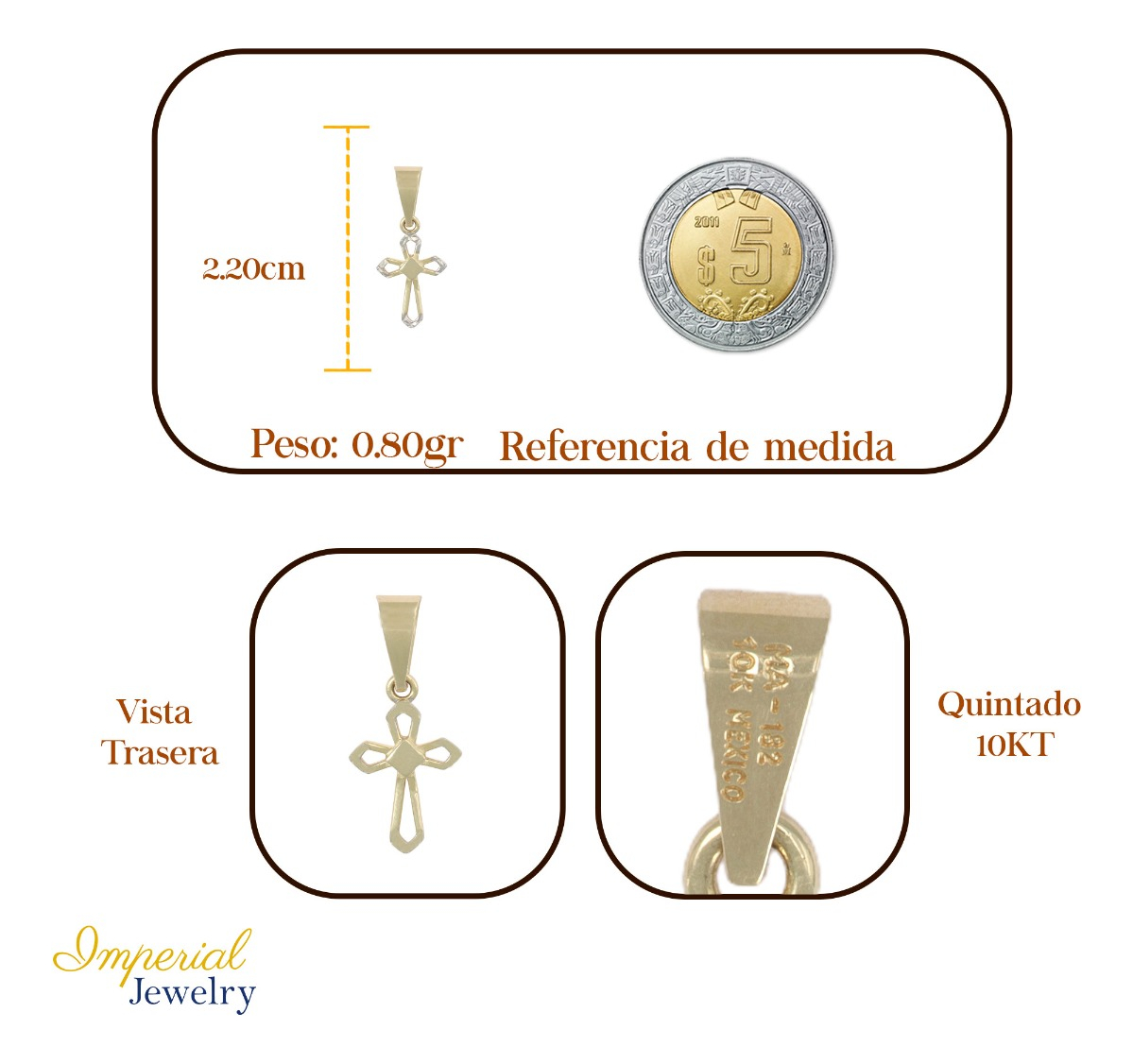 Foto 3 pulgar | Dije Figura De Cruz Semi Diamantada En Oro 10k