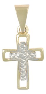 Foto 1 | Dije En Figura De Cruz Diamantada En Oro 10k 0.8 Grm