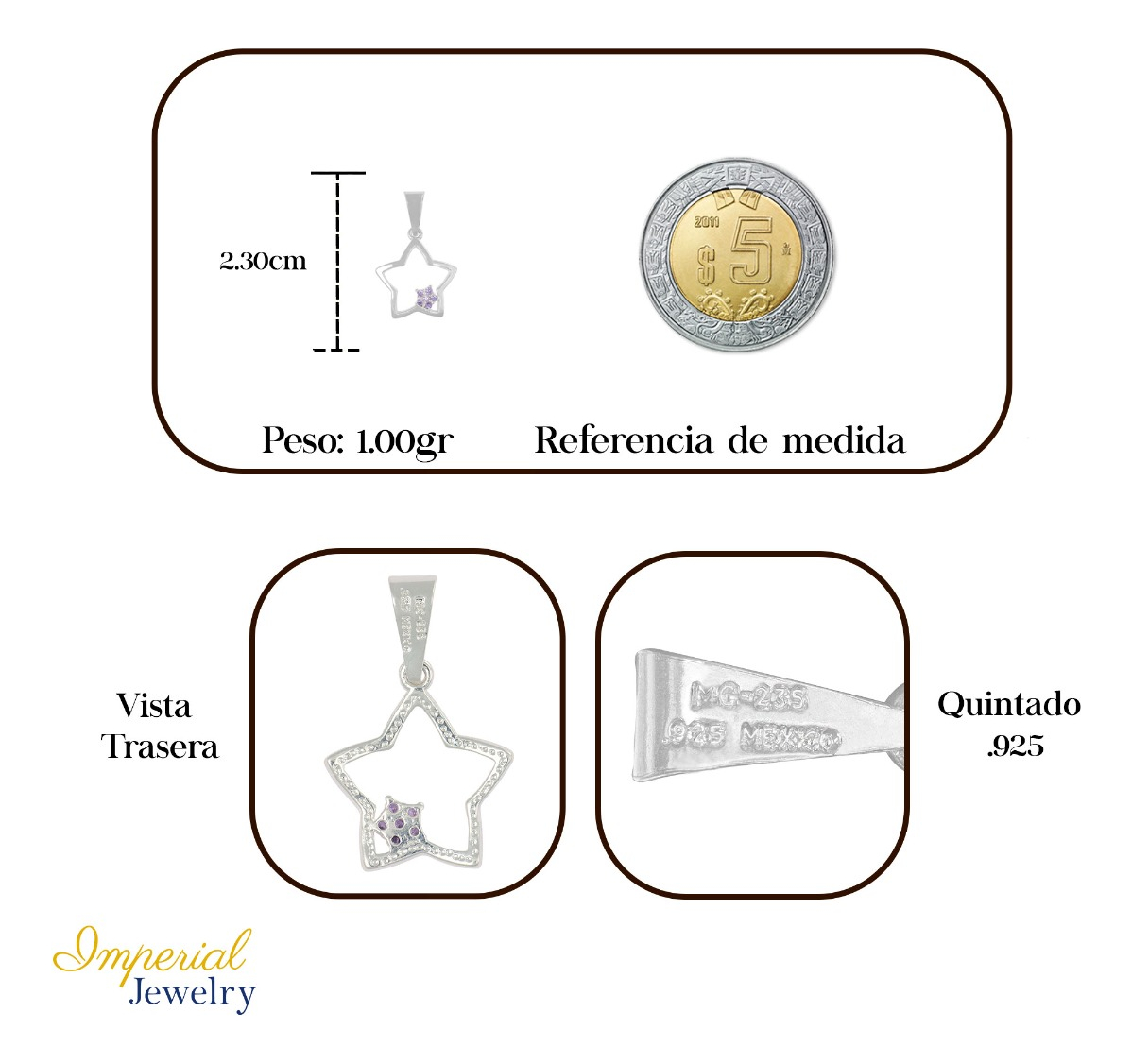 Foto 3 pulgar | Dije  De Plata 925 De Estrella Con Zirconia