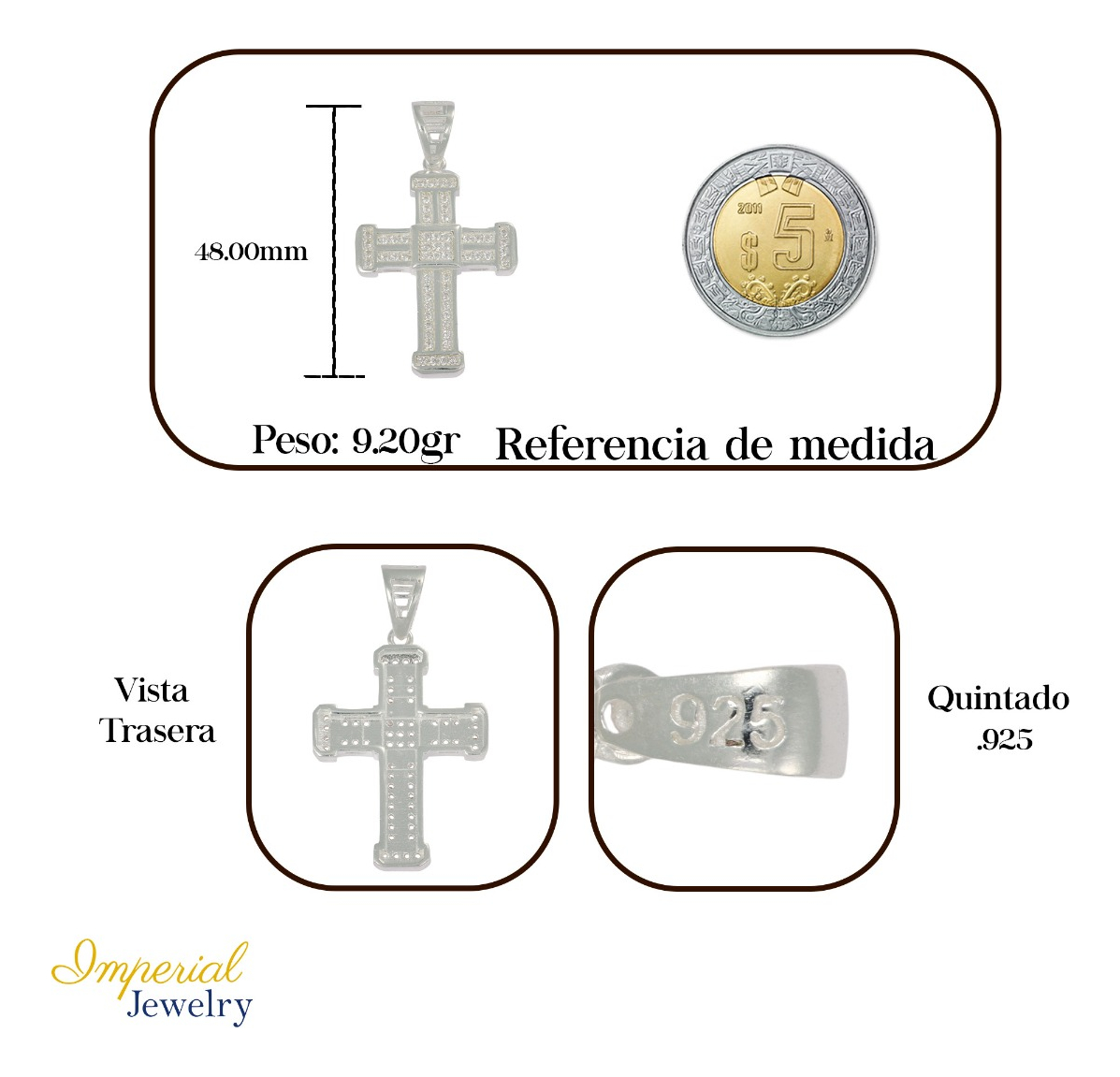 Foto 2 | Dije Turco De Plata 925 De Cruz Clasica Con  Zirconia