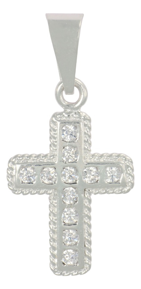 Dije  De Plata Ley 925 De Cruz Con  Zirconia