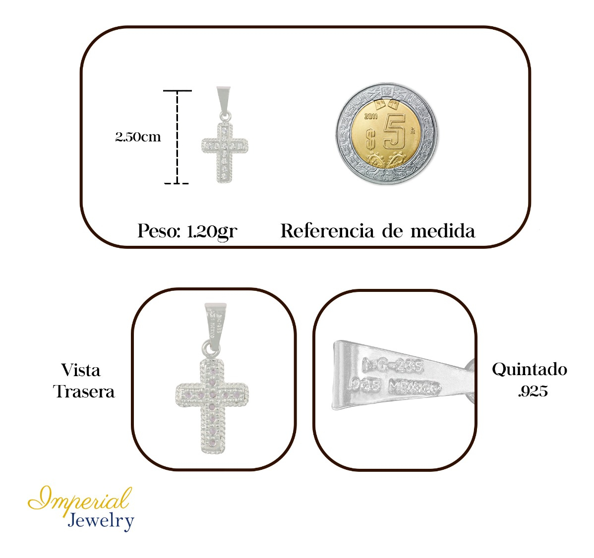 Foto 2 | Dije  De Plata Ley 925 De Cruz Con  Zirconia