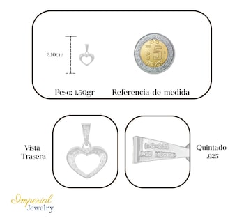 Foto 2 | Dije De Plata Ley 925 De Corazon Liso