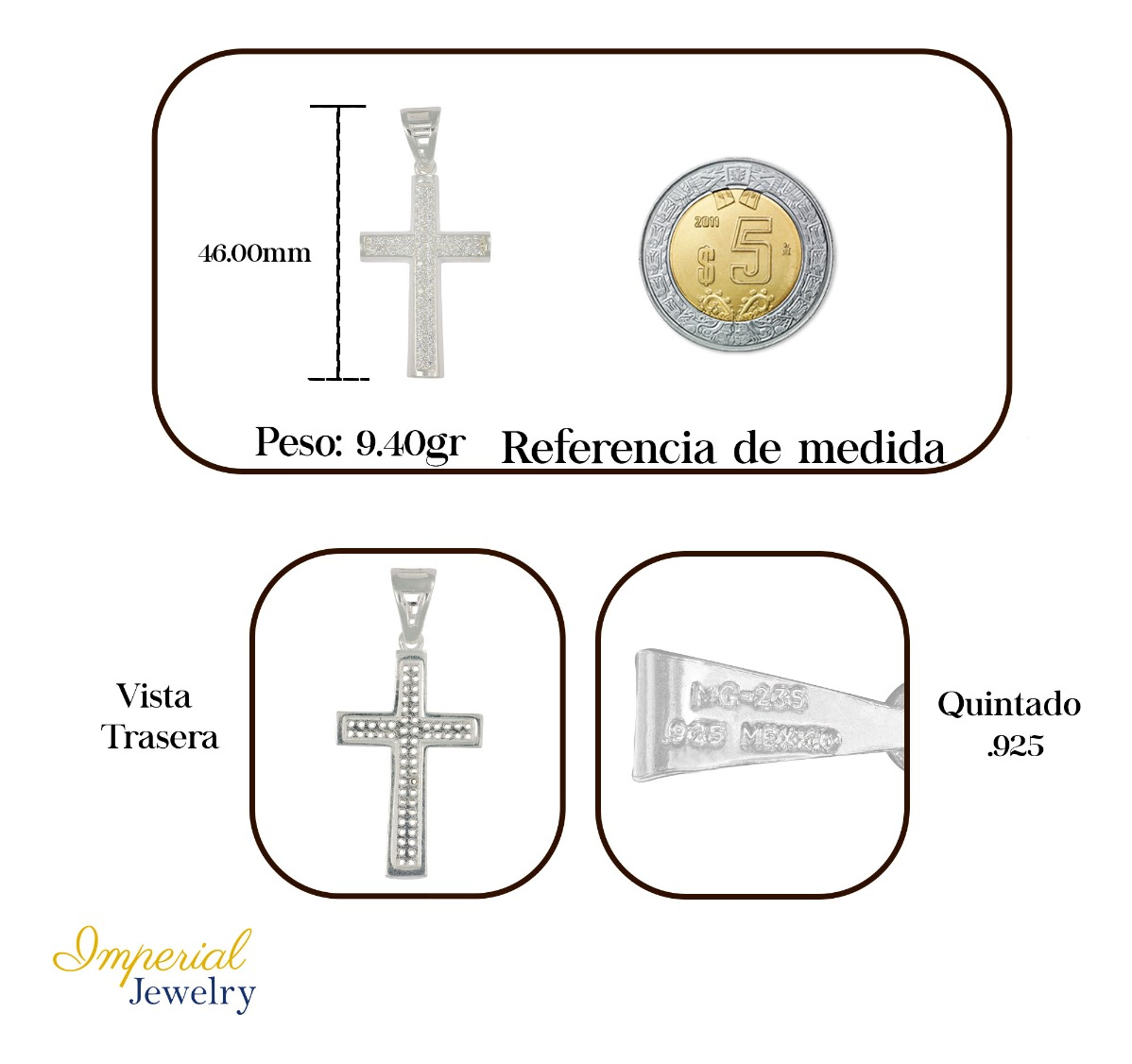 Foto 3 pulgar | Dije Turco de Plata con Diseño de Cruz
