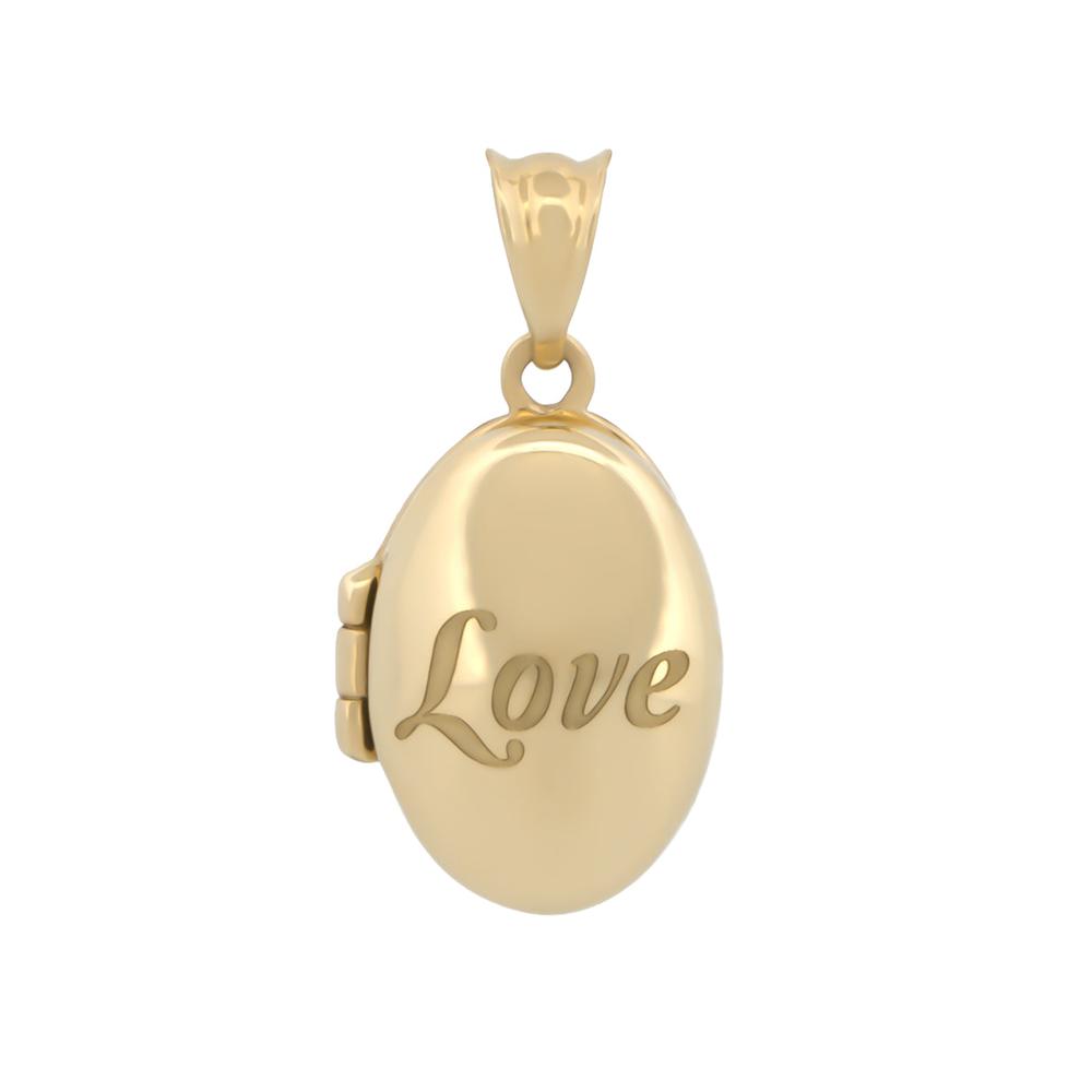 Dije Oval Love Relicario 1.5 Cm Oro Sólido 14k