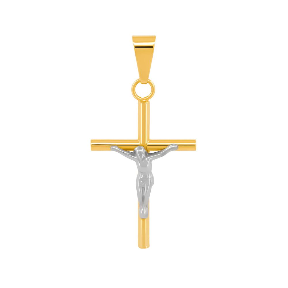 Dije Cristo Tubo Liso 3.0 Cm Oro Sólido 10k