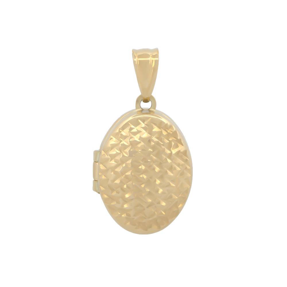 Foto 2 pulgar | Dije Relicario Oval Facetado Oro Sólido 14k