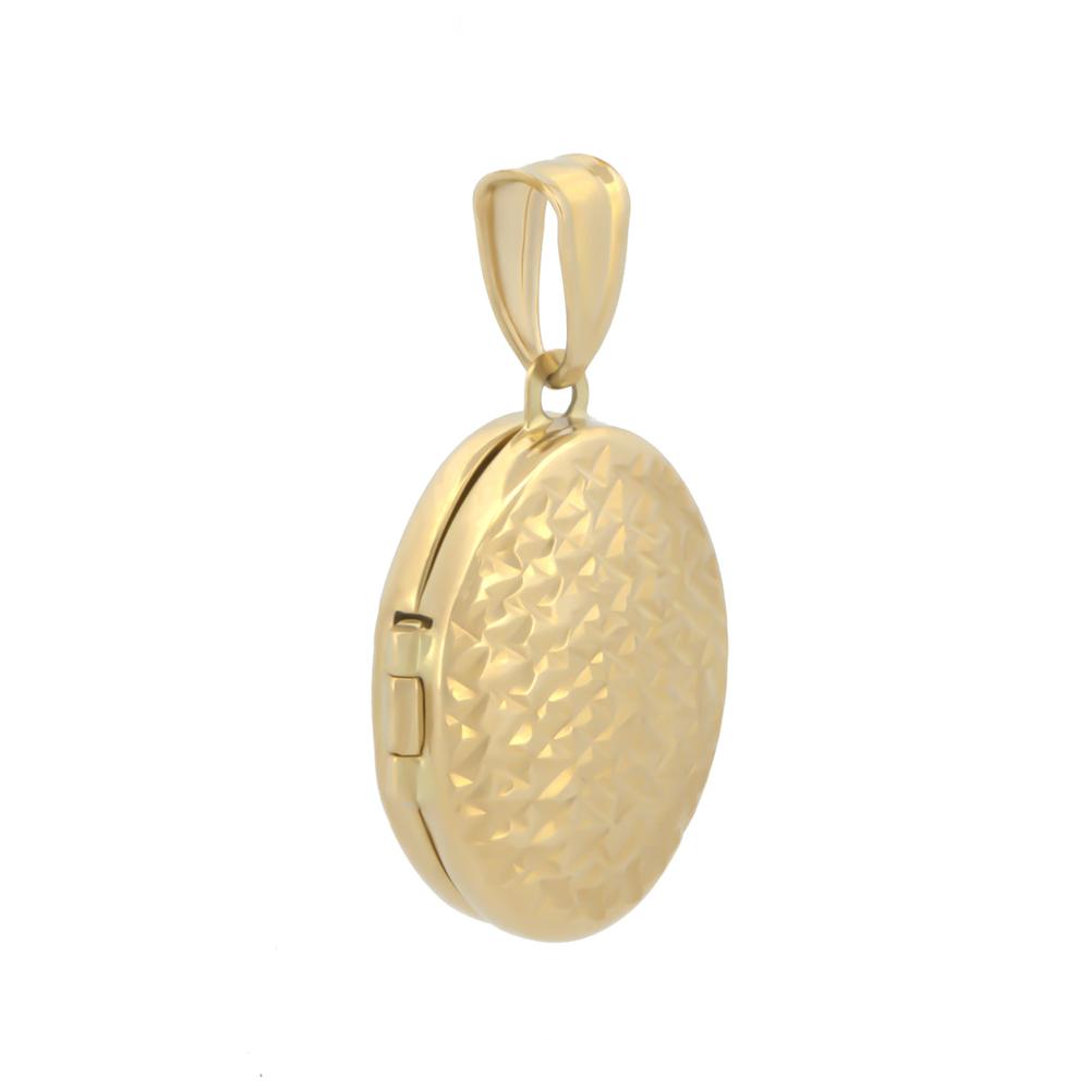 Foto 3 pulgar | Dije Relicario Oval Facetado Oro Sólido 14k