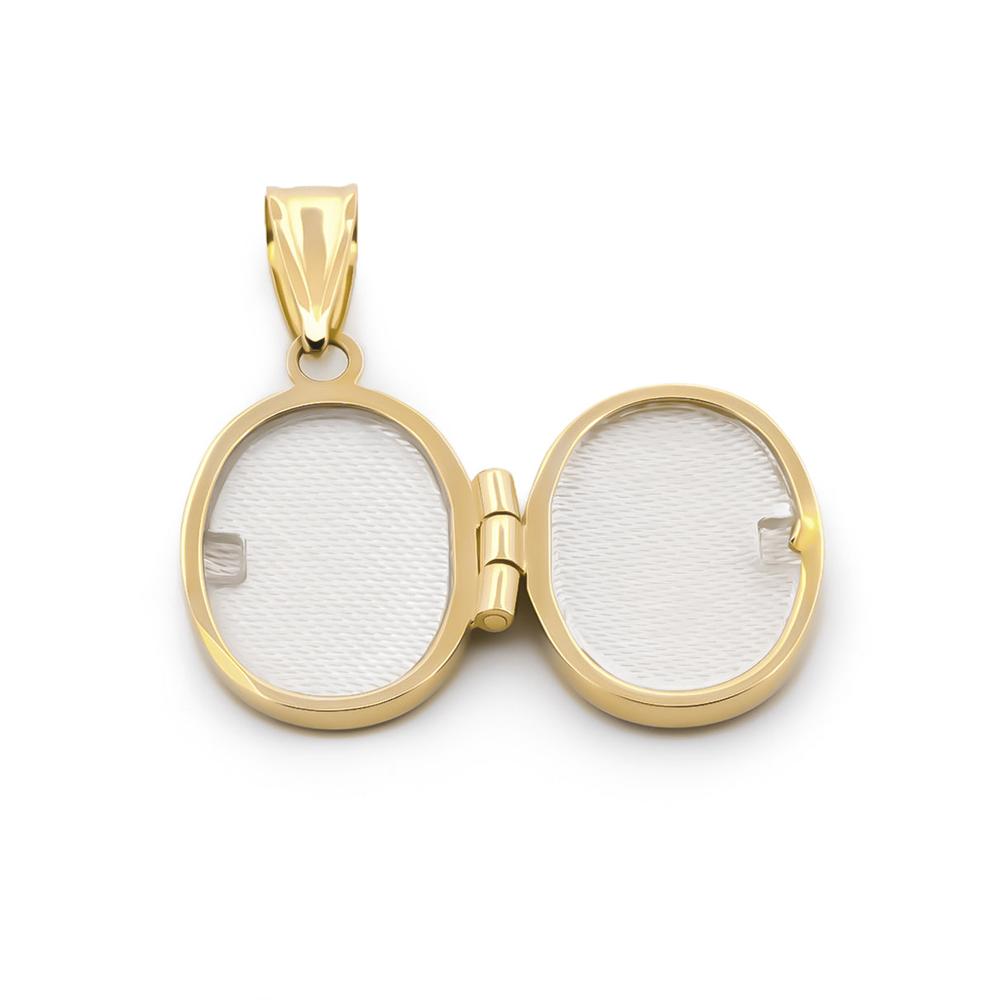 Foto 4 pulgar | Dije Relicario Oval Facetado Oro Sólido 14k