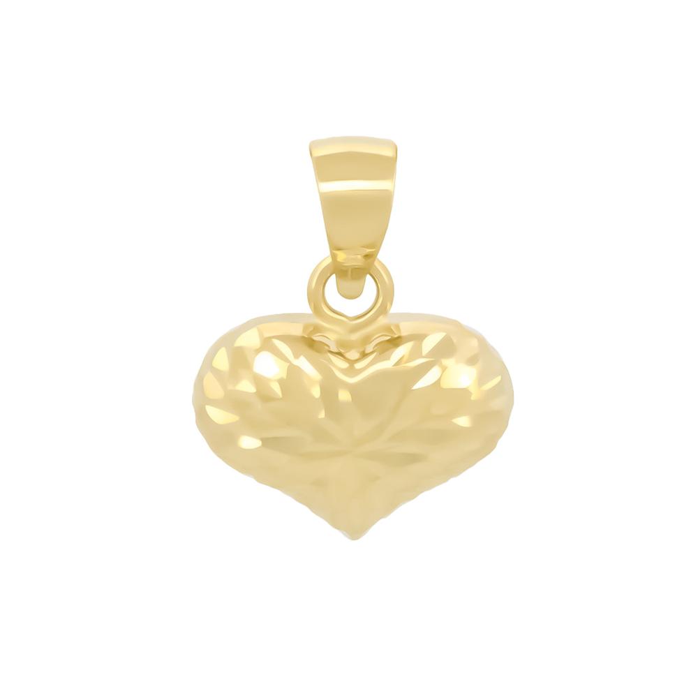 Dije Corazón Facetado 1 Cm Oro Amarillo Sólido 14k