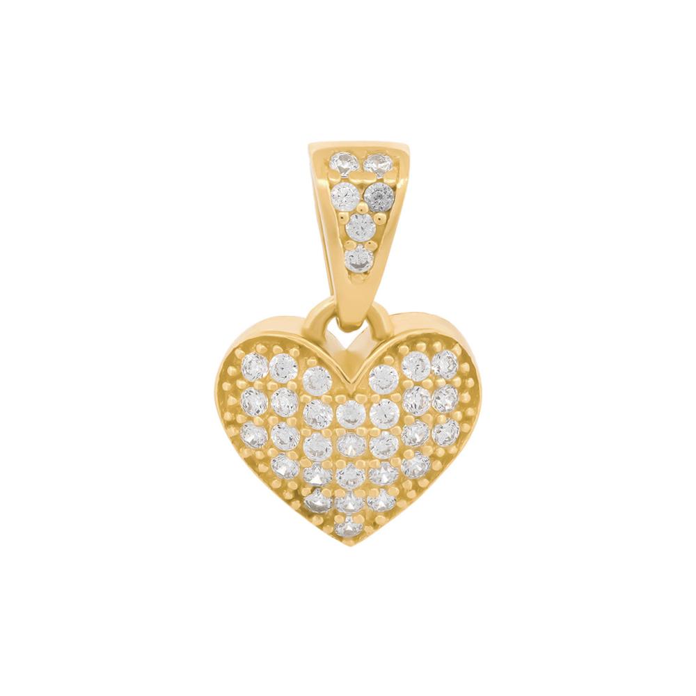 Foto 2 pulgar | Dije Corazón Zirconias 0.9 Cm Oro Sólido 10k