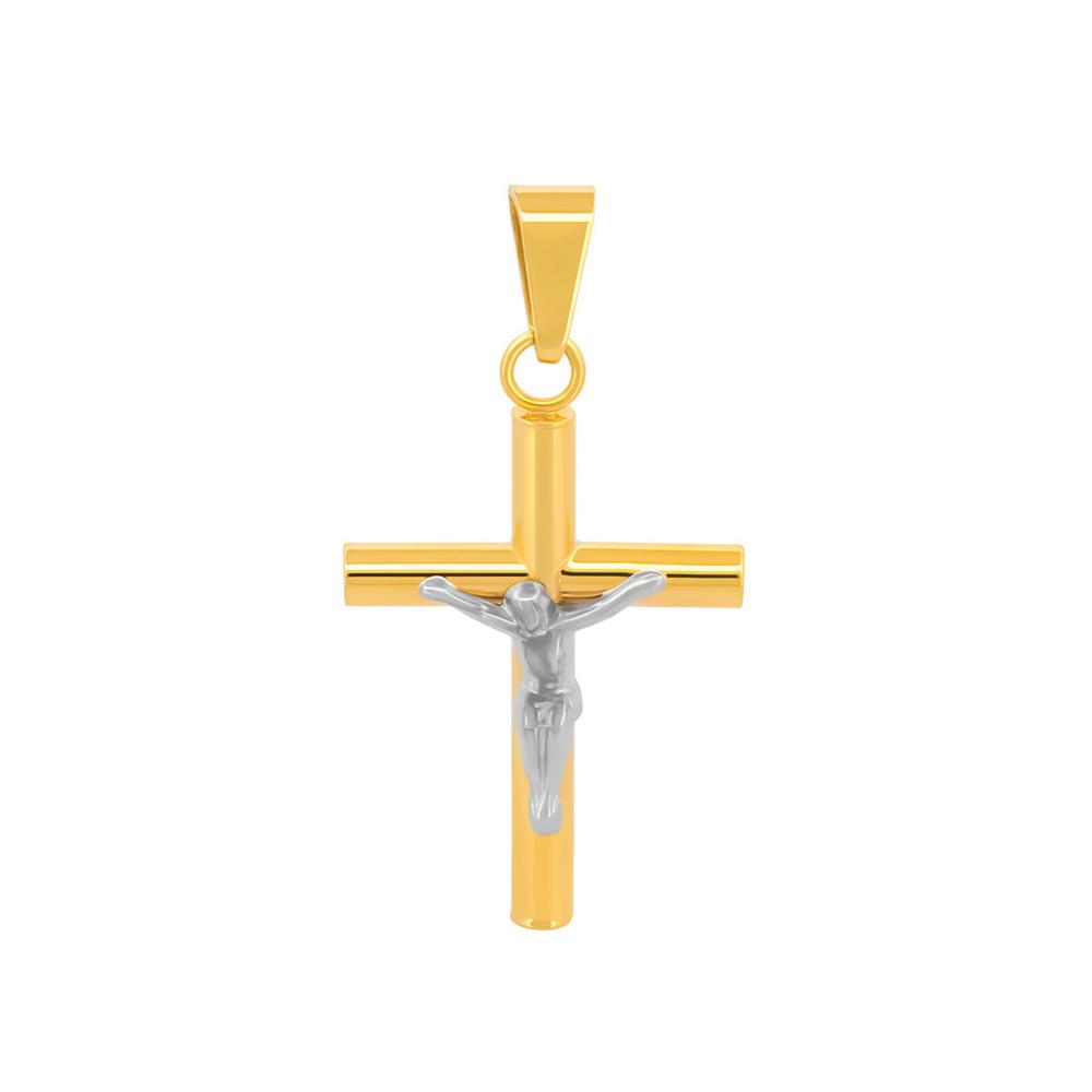 Dije Cristo Tubular 2.5 Cm Por 2.5 Mm Oro Sólido 10k