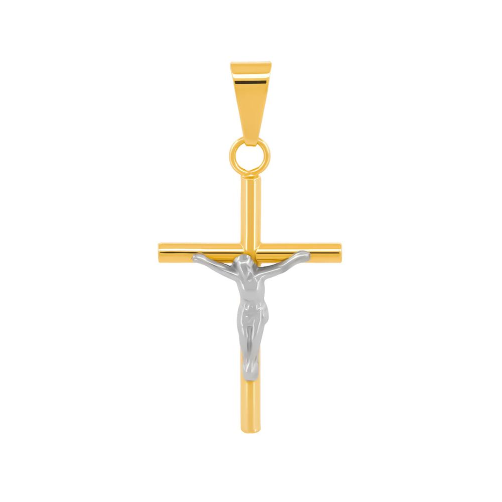Dije Cruz Tubo Liso 2.6 Cm Delgado Oro Sólido 10k