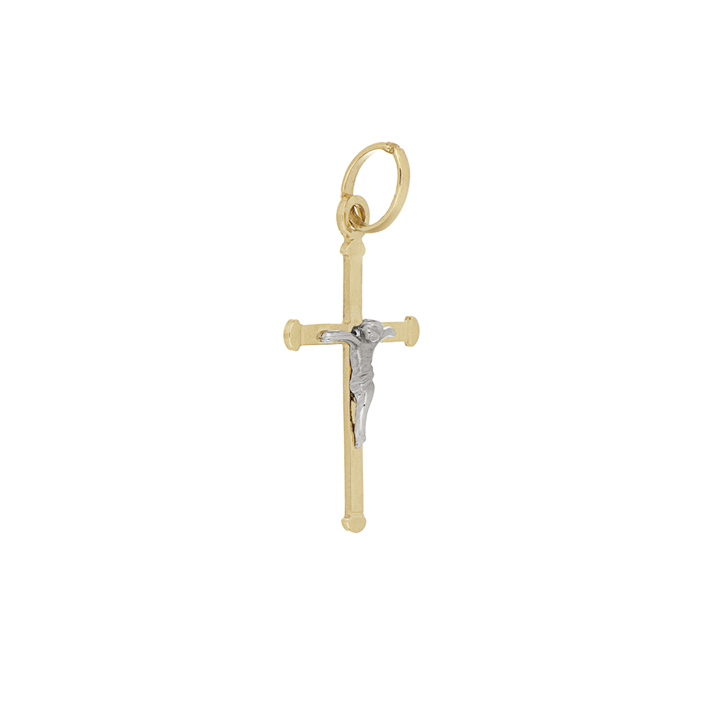 Foto 3 pulgar | Cruz Zekie 7208 Oro 14k Bicolor Con Cristo