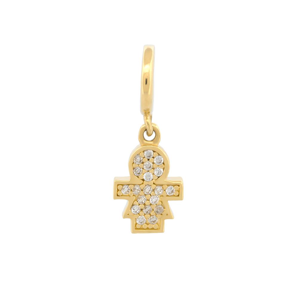 Dije Niña Zirconias Mini Para Pandora Oro Sólido 14k