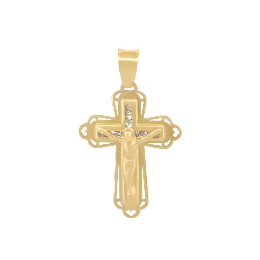 Foto 1 | Dije Cruz Cristo Contorno Oro Sólido Bebé Bautizo