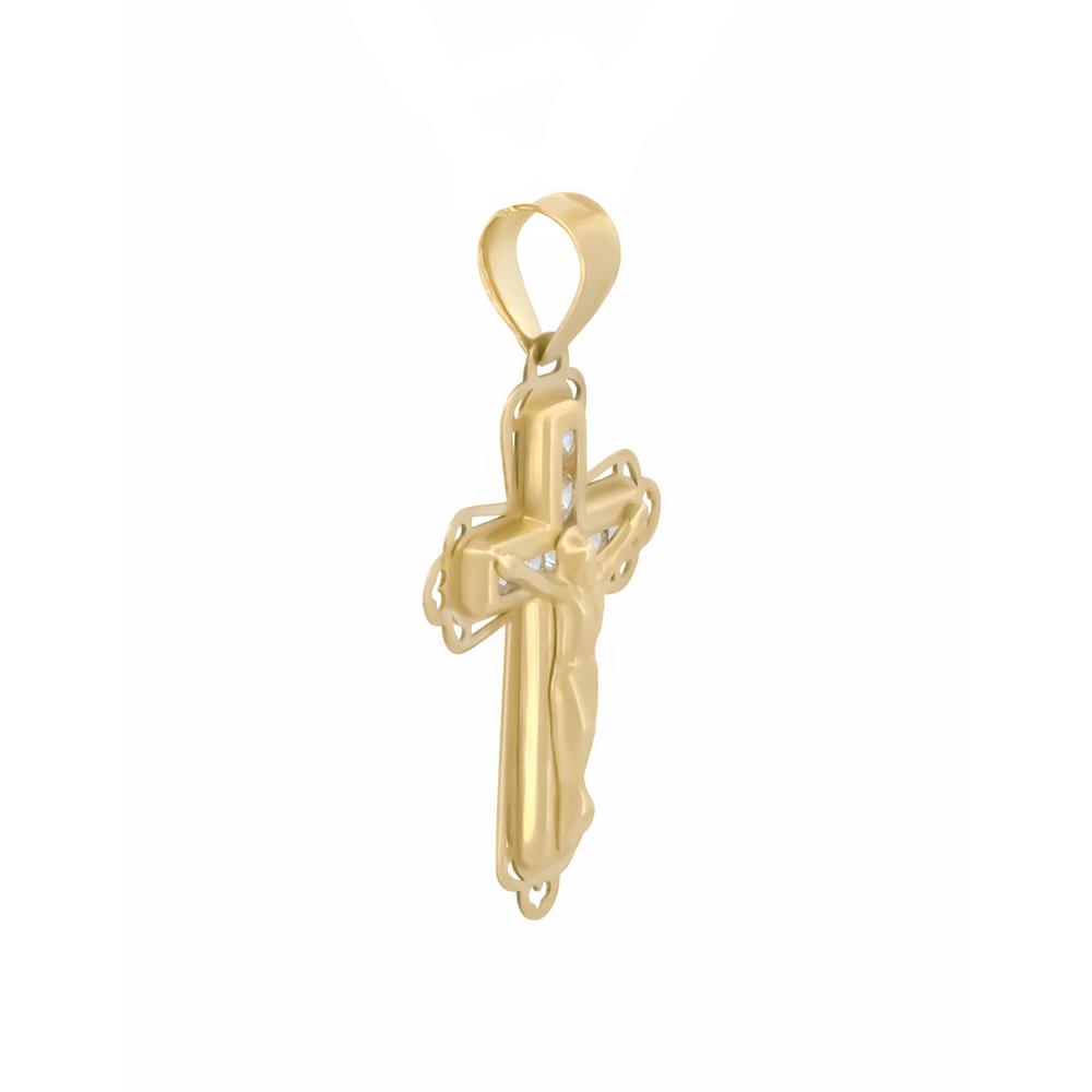 Foto 3 pulgar | Dije Cruz Cristo Contorno Oro Sólido Bebé Bautizo