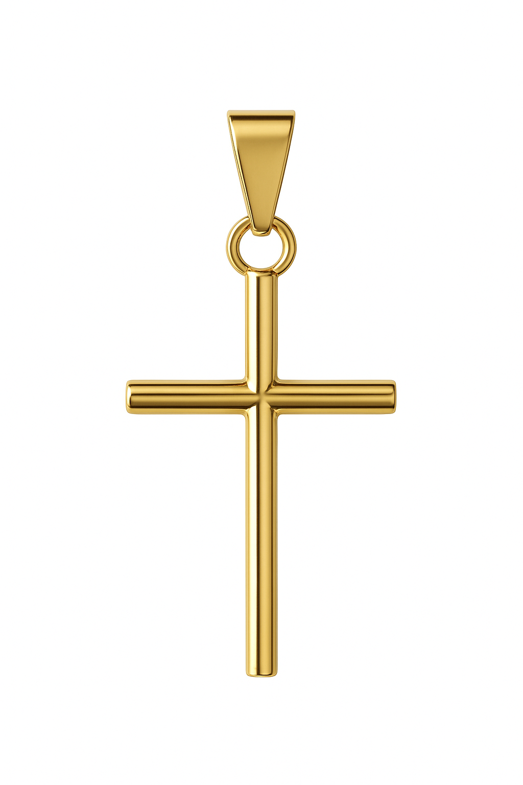 Dije De Cruz Lisa En Oro 10k  Pulido  3 Cm  Dorado  Joyería Dorado