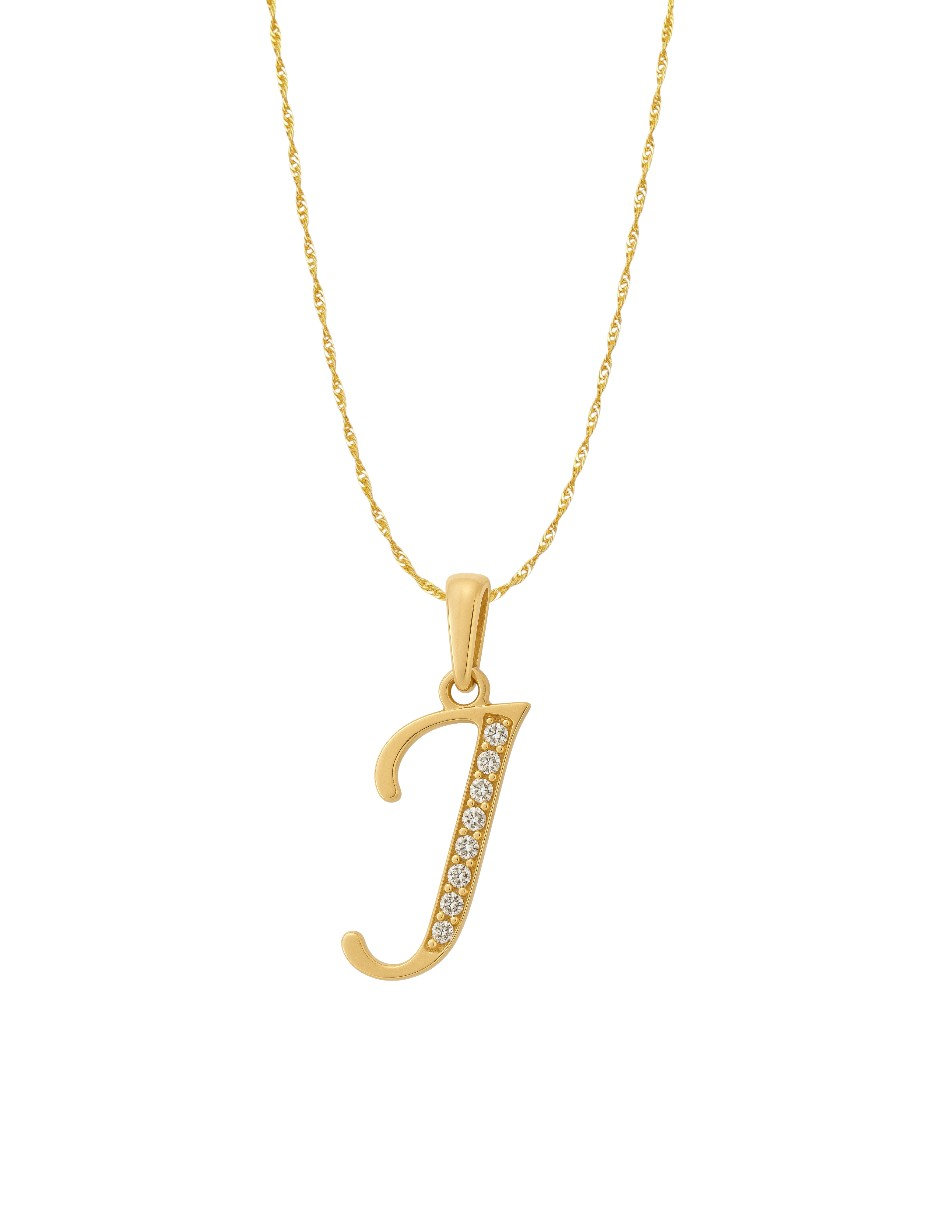 Foto 3 pulgar | Dije Inicial J Destellos Zirconias Oro 14 K
