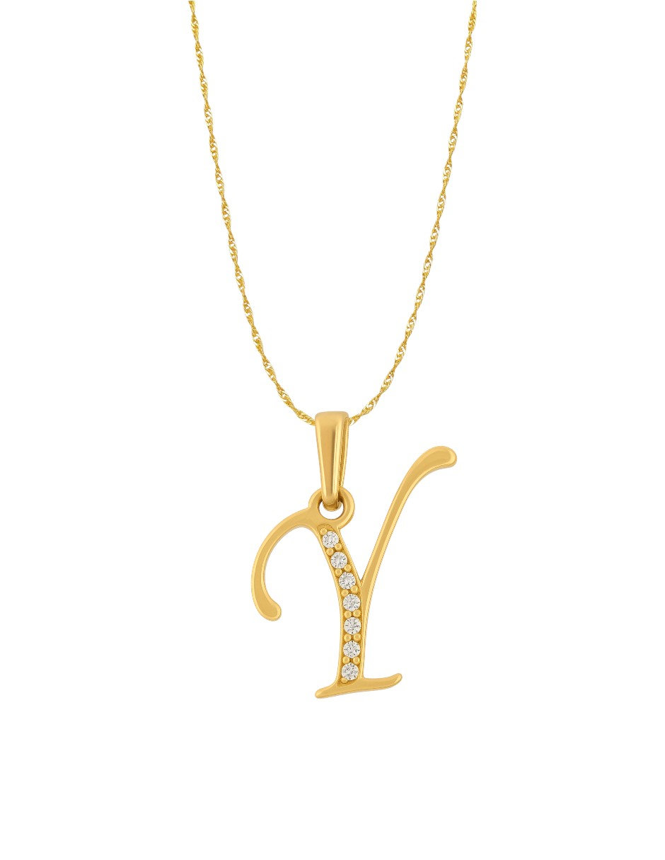 Foto 3 pulgar | Dije Inicial Y Destellos Zirconias Oro 14 Kilates
