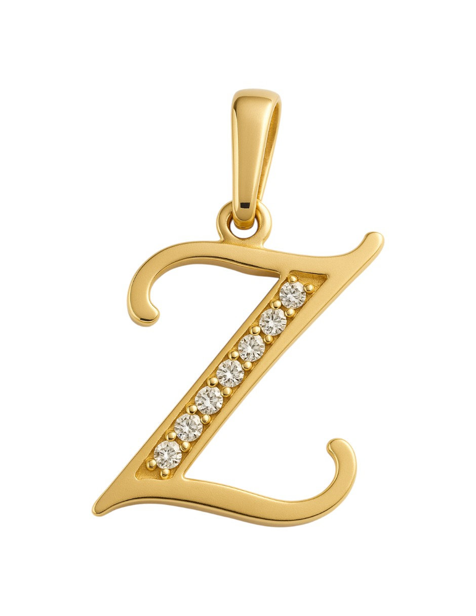 Foto 2 pulgar | Dije Inicial Z Destellos Zirconias Oro 14 Kilates
