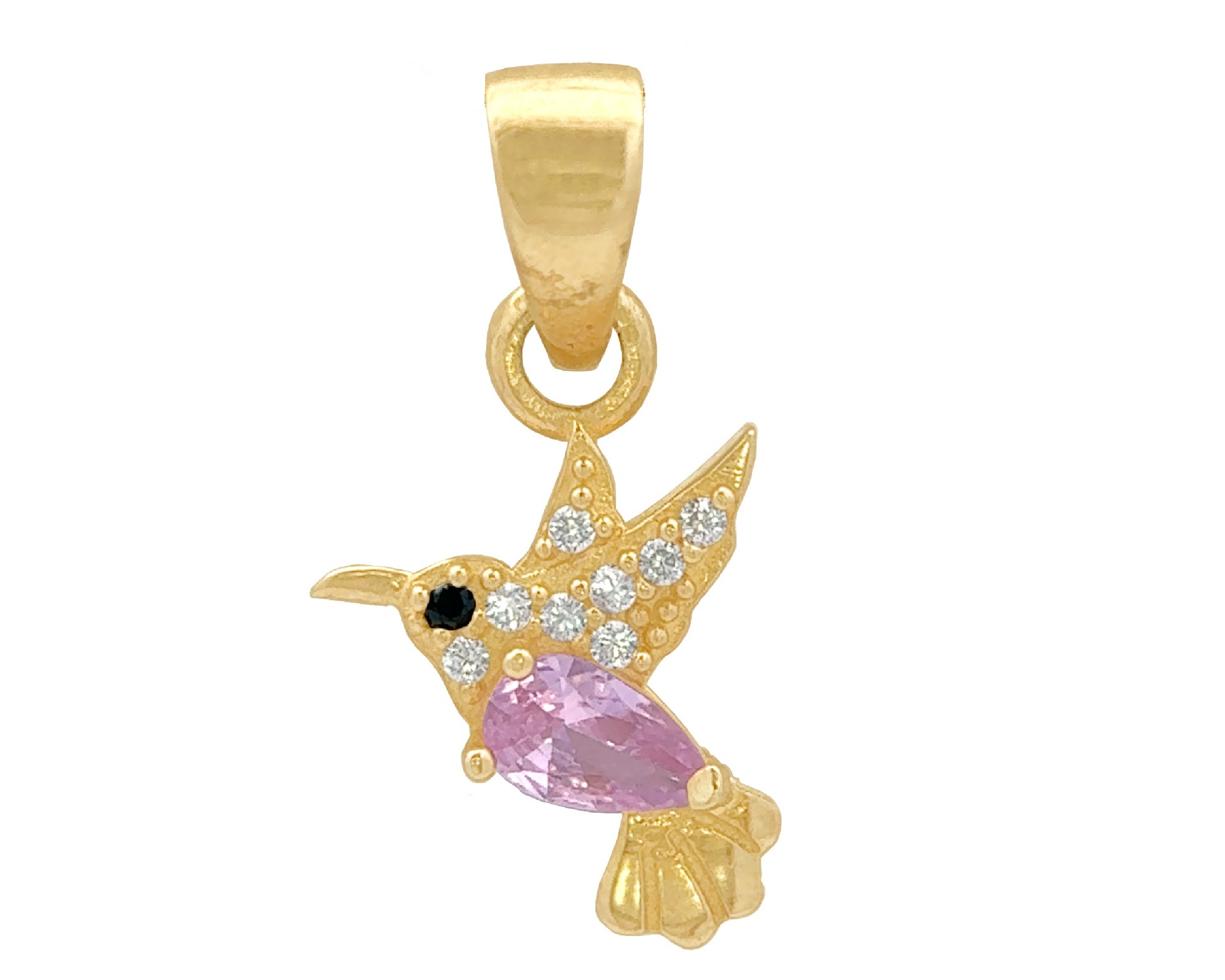 Foto 2 pulgar | Dije Mini Colibrí Con Circonia Rosa Horoz Oro 10k Ci28