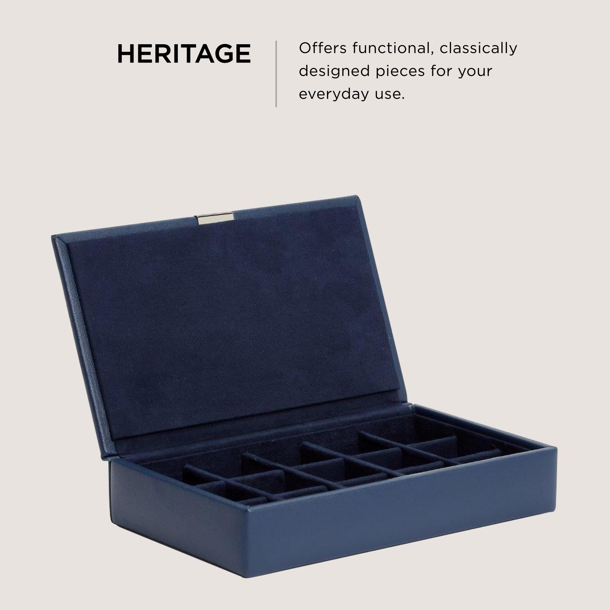 Foto 2 | Caja De Gemelos Wolf Heritage De 15 Piezas De Piel Sintética Azul Marino - Venta Internacional.