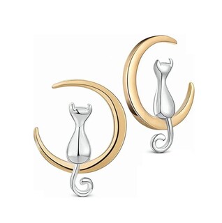 Foto 2 | Aretes de Plata Malubero Diseño de Luna y Gato