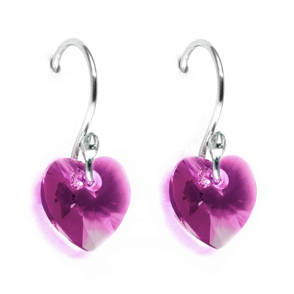 Foto 2 pulgar | Aretes Joyería Zvezda Heart color Fucsia con Plata