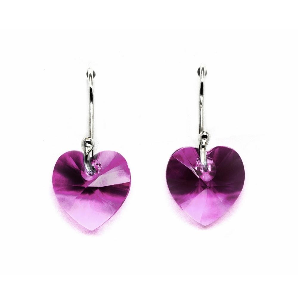 Foto 2 | Aretes Joyería Zvezda Heart color Fucsia con Plata