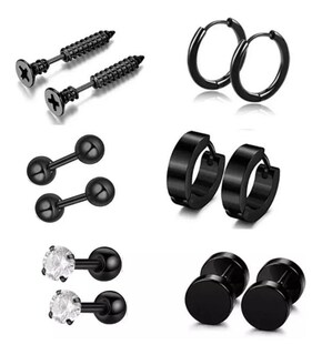Foto 1 | Piercings Negros 6 Pares
