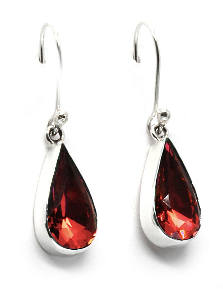 Aretes Joyería Zvezda Gota Scarlet Rojos