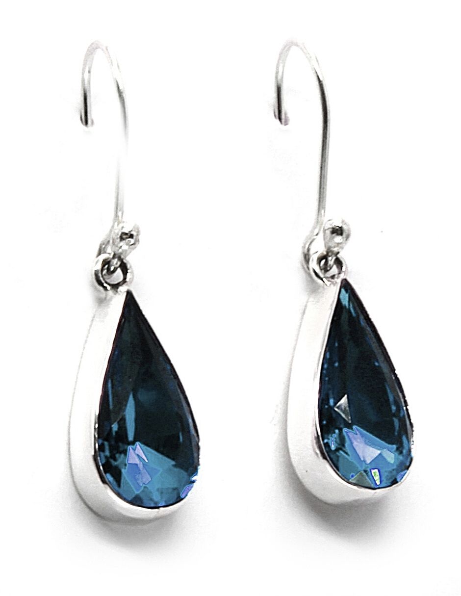 Aretes Joyería Zvezda ZAR-GOT18-DEN-G color Azul Gota con Plata