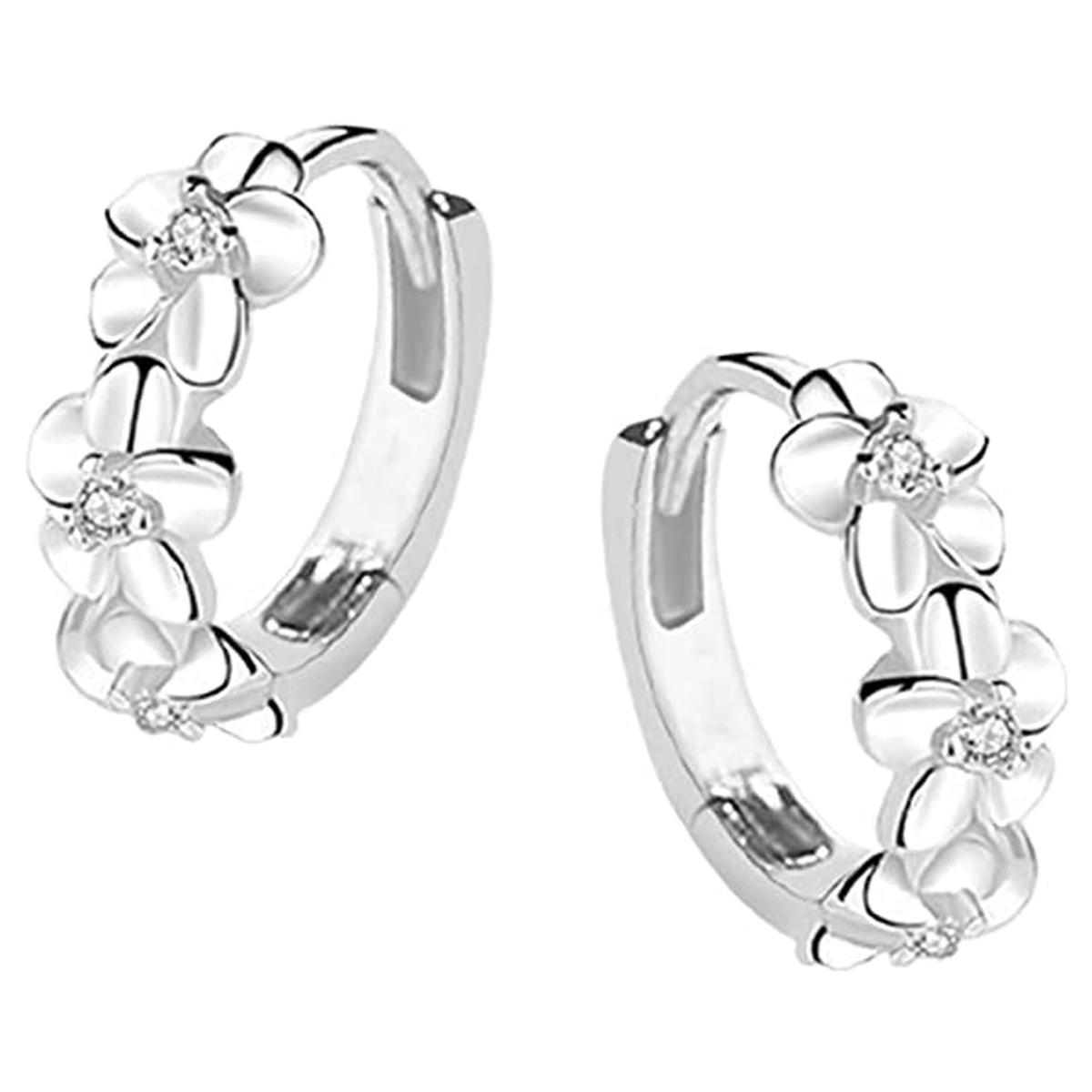 Foto 4 pulgar | Aretes de Flor High Mónaco  Mxwfs-002  2 Pares color Plata