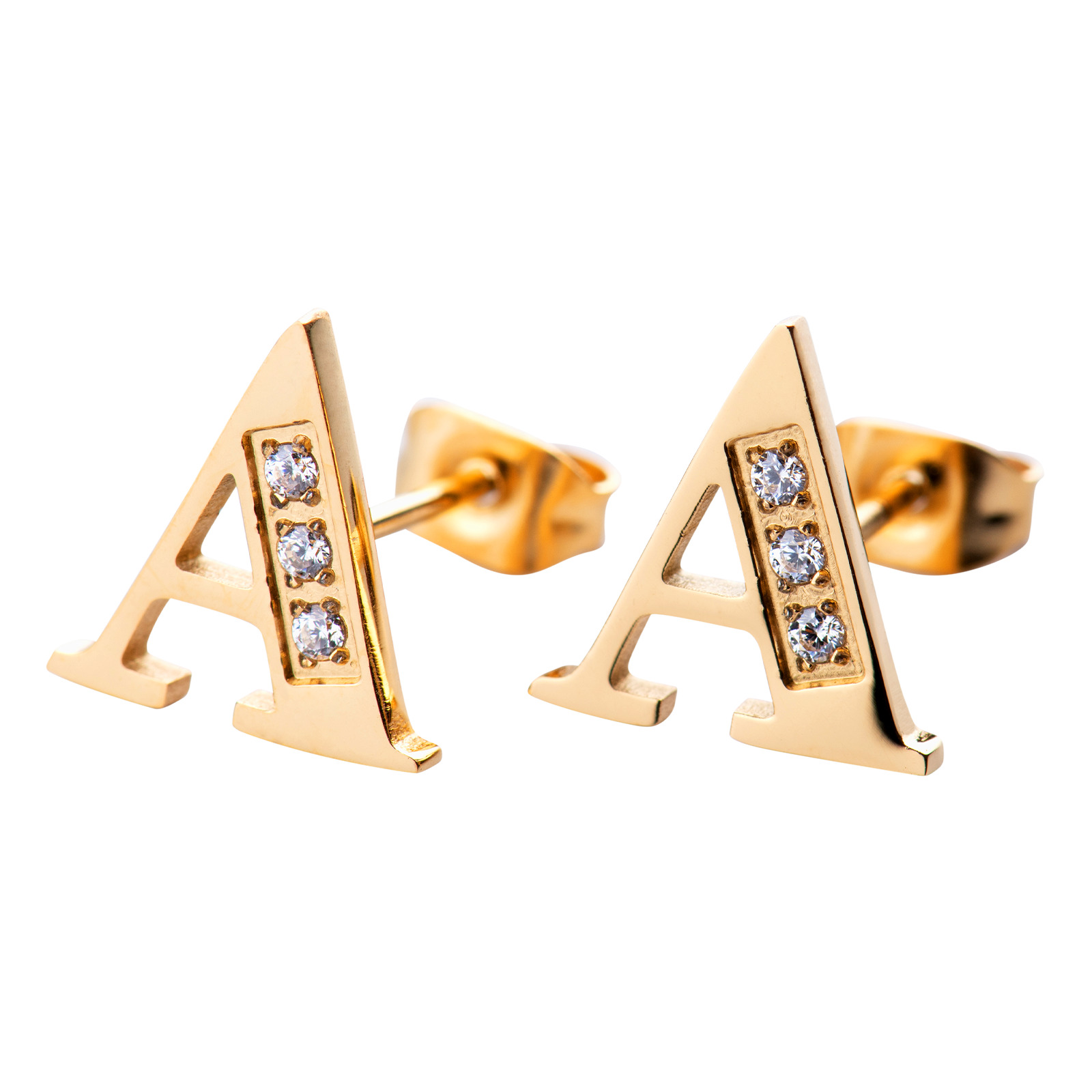 Aretes LuckyLy RV10-A color Dorado con Baño de Oro 18k - Letra A