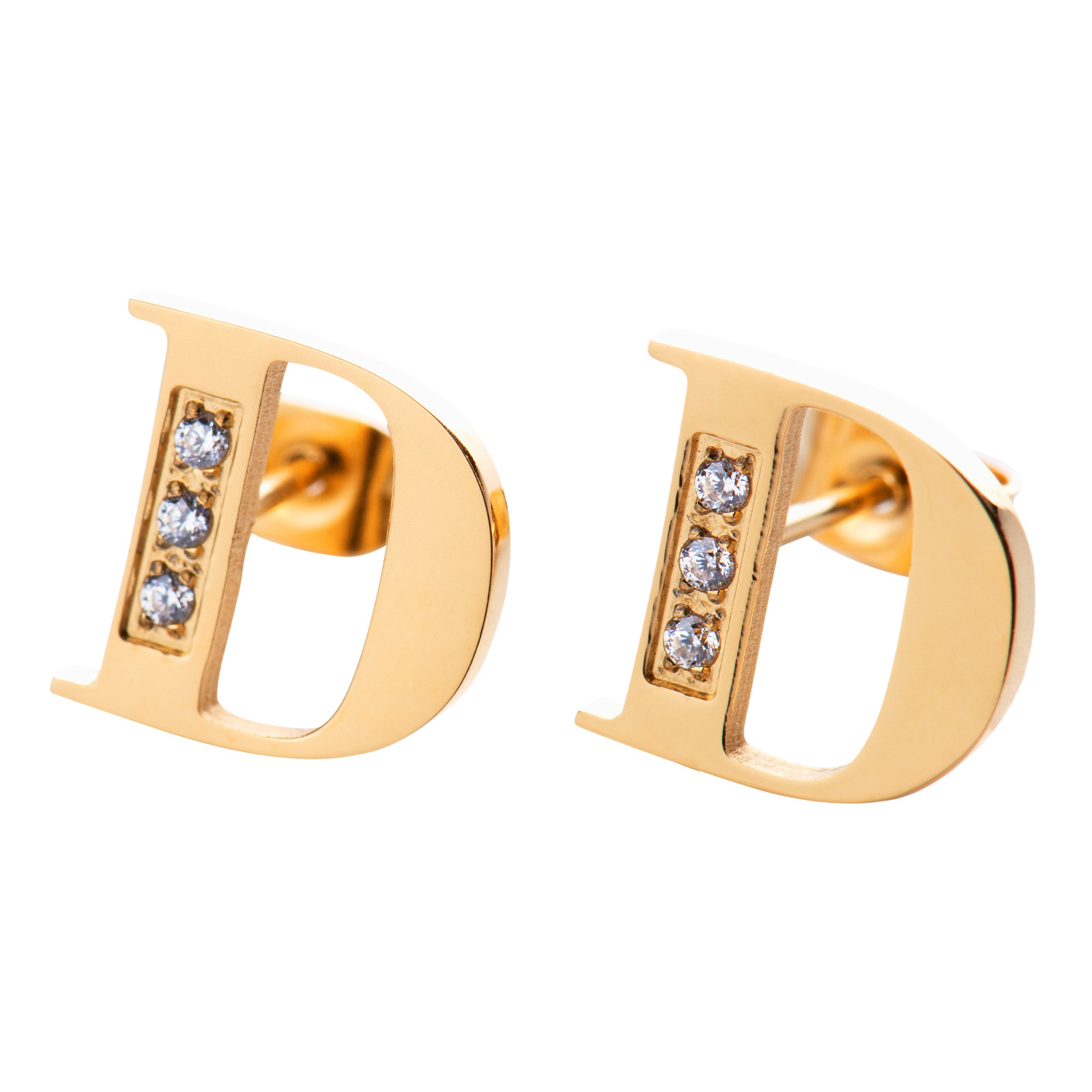 Aretes LuckyLy RV10-D color Dorado con Baño de Oro 18k - Letra D