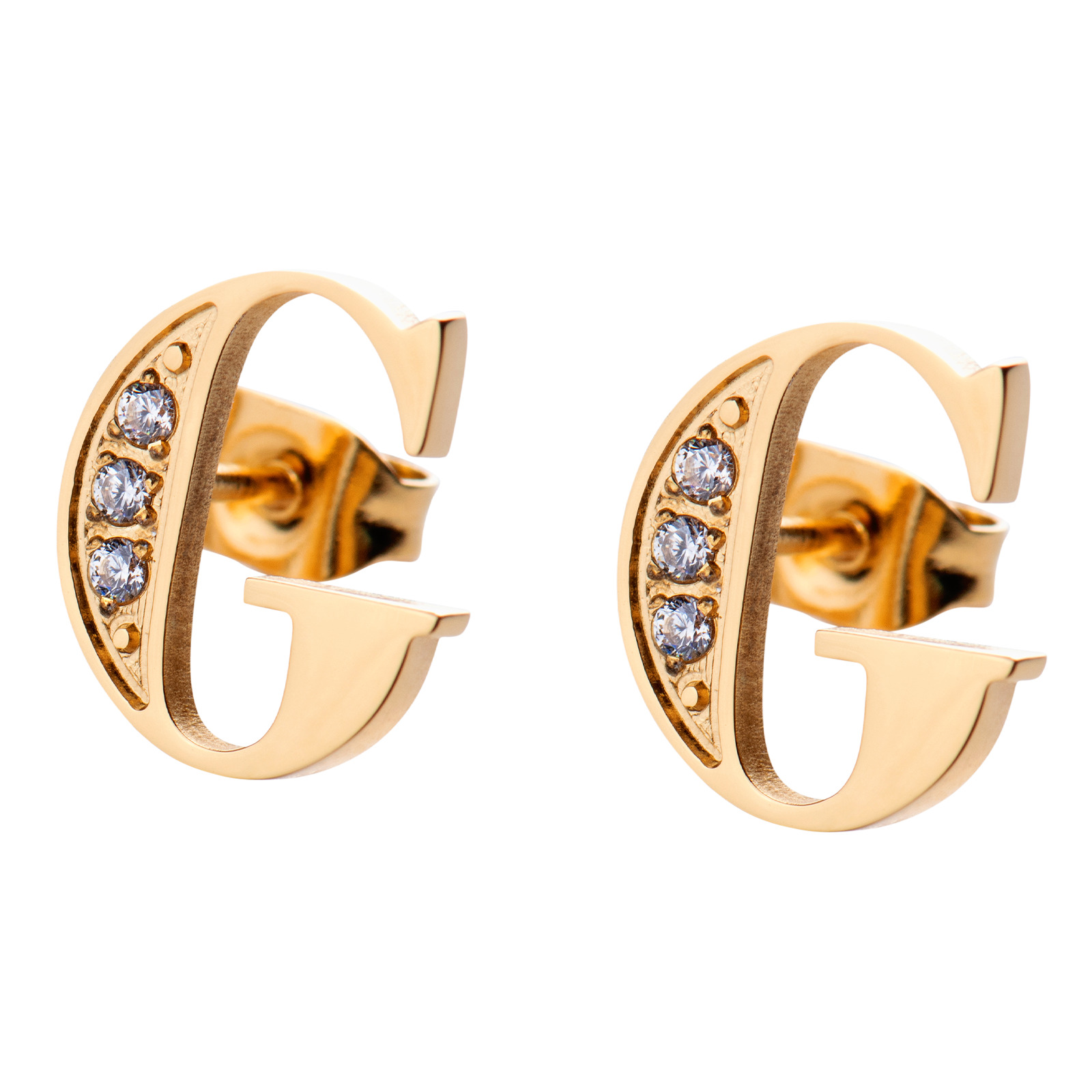 Aretes LuckyLy RV10-G color Dorado con Baño de Oro 18k - Letra G