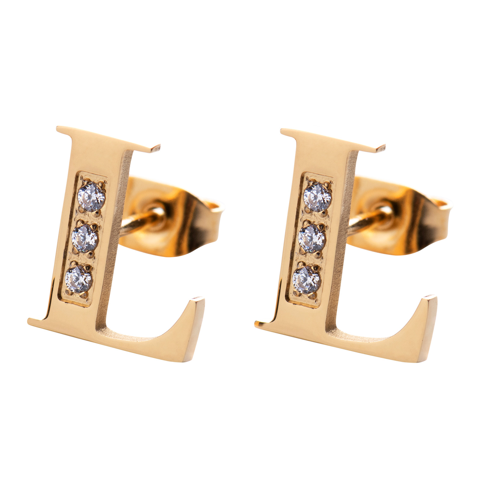 Aretes LuckyLy RV10-L color Dorado con Baño de Oro 18k - Letra L