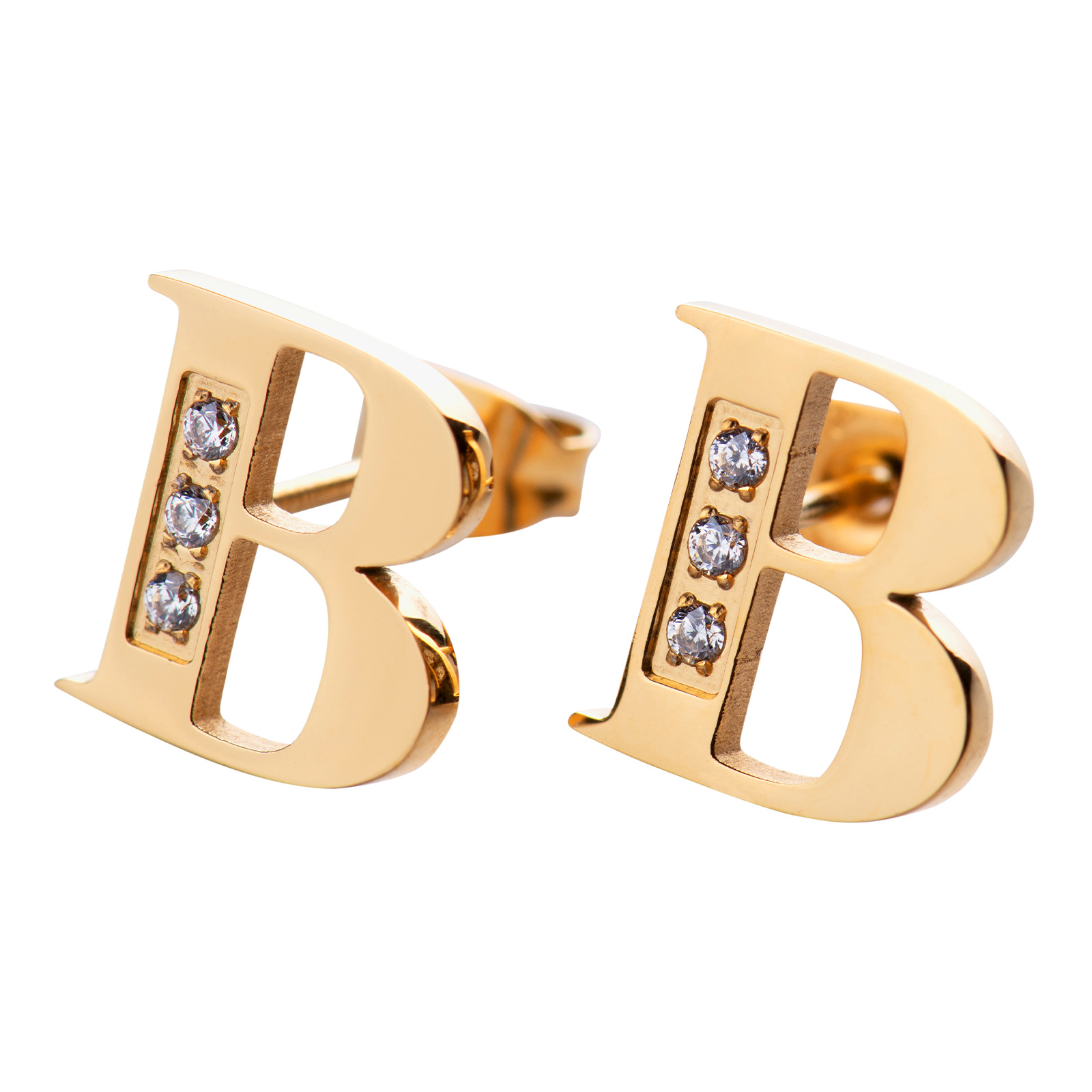 Aretes LuckyLy RV10-B color Dorado con Baño de Oro 18k - Letra B