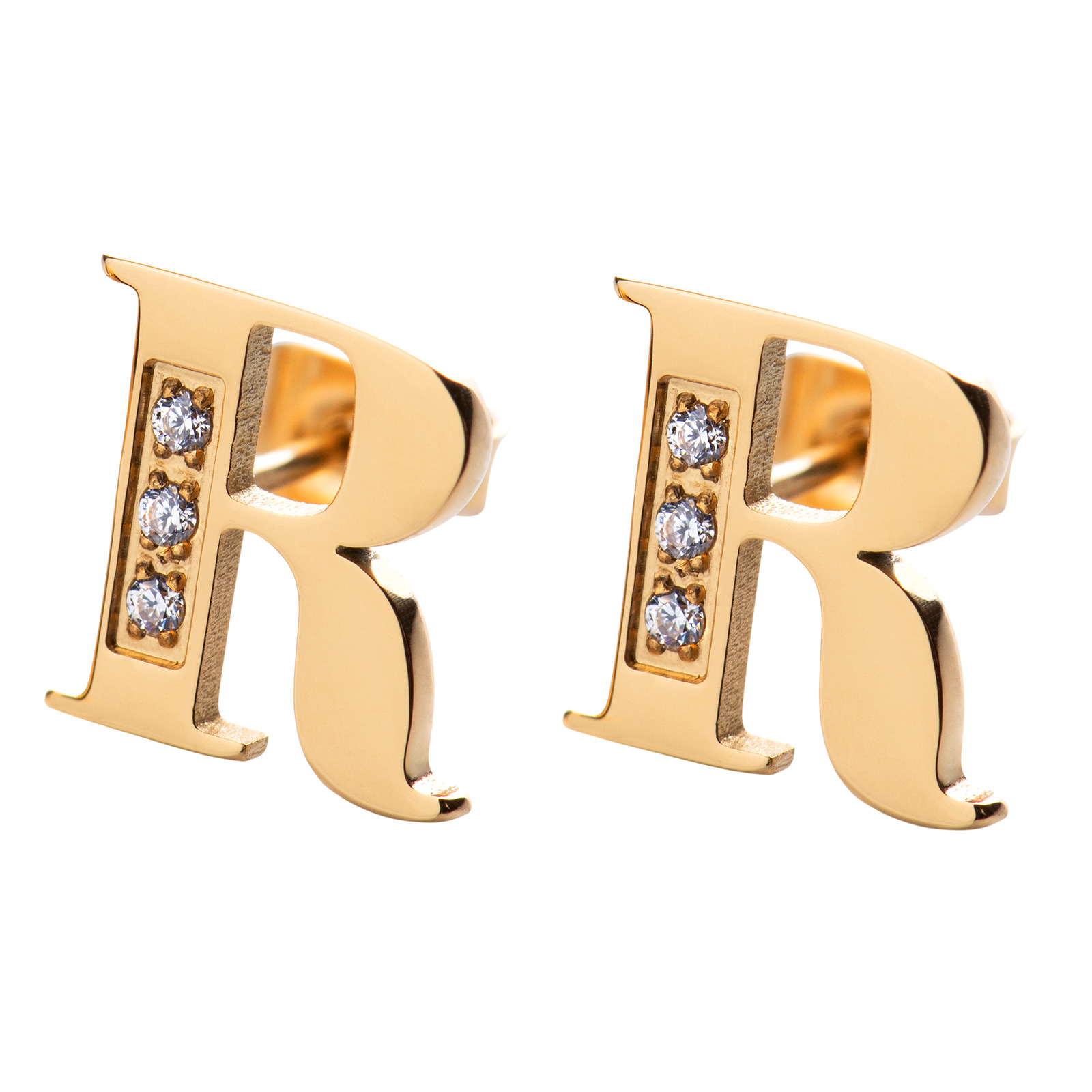 Aretes LuckyLy RV10-R color Dorado con Baño de Oro 18k - Letra R