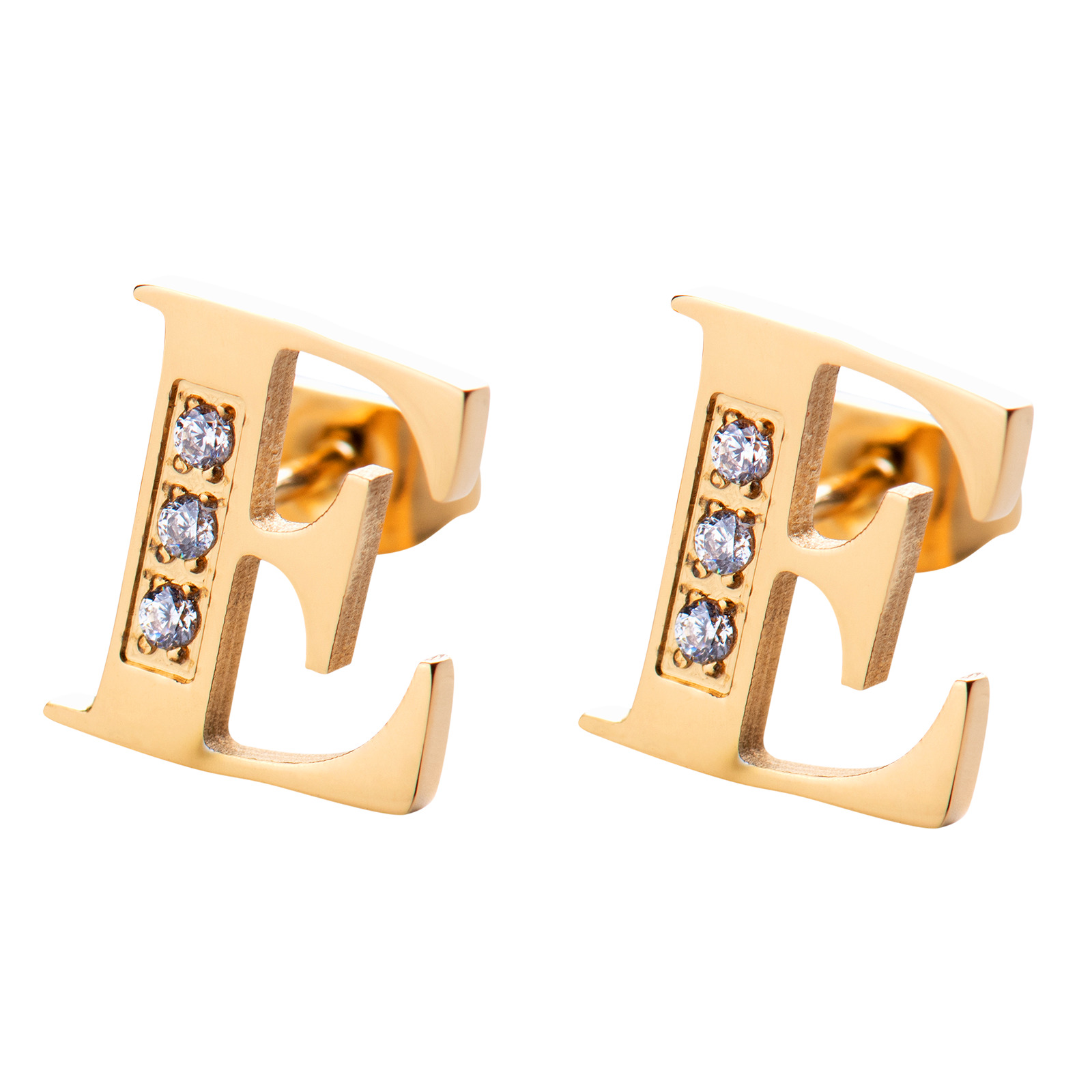 Foto 2 pulgar | Aretes LuckyLy RV10-E color Dorado con Baño de Oro 18k - Letra E