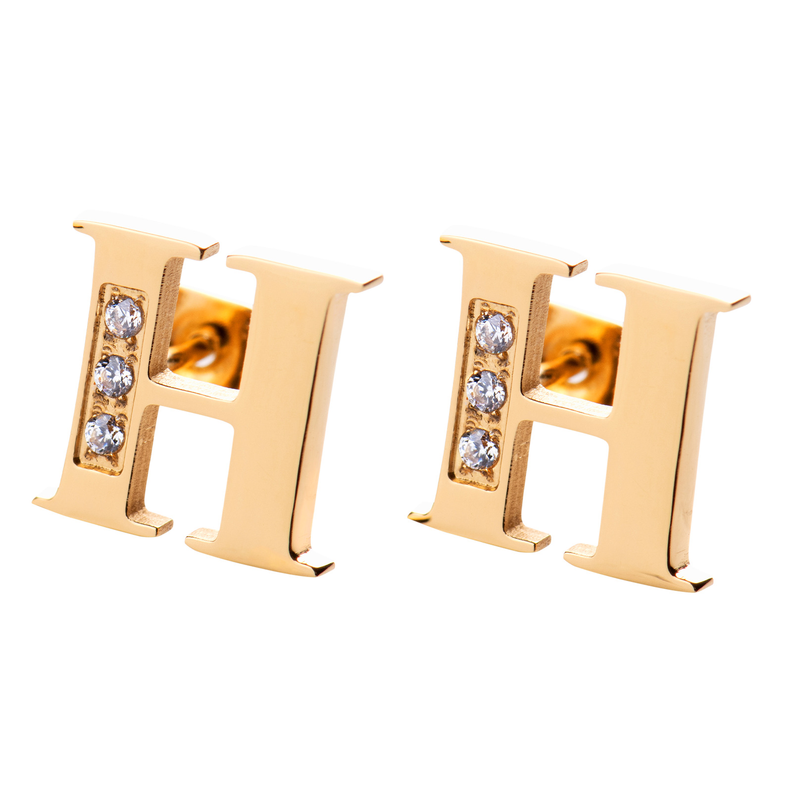 Aretes LuckyLy RV10-H color Dorado con Baño de Oro 18k - Letra H