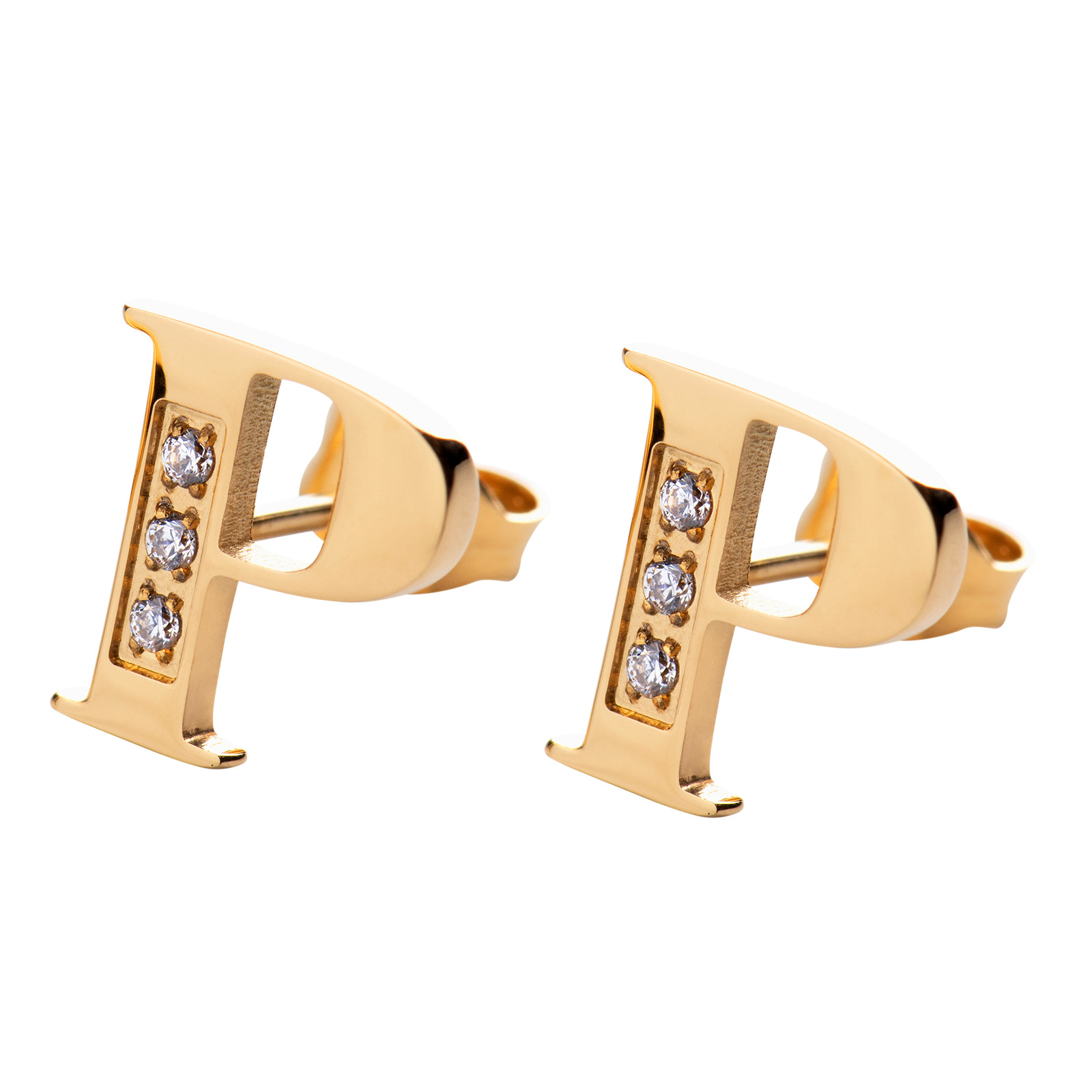 Foto 2 pulgar | Aretes Baño de Oro 18k con Zirconia Cúbica Luckyly Tina Letra P para Mujer